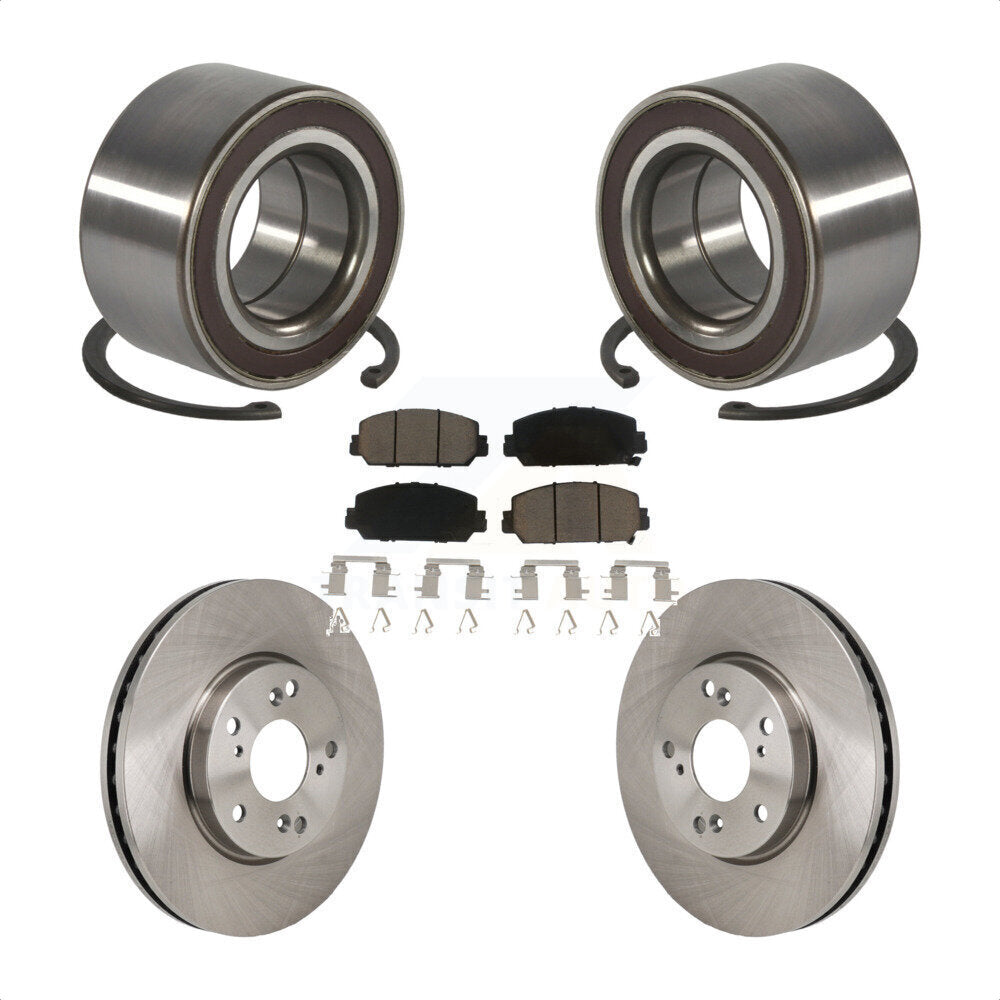 Front Wheel Bearing Disc Brake Rotors And Ceramic Pads Kit For 2017-2021 Honda Clarity KBB-130654