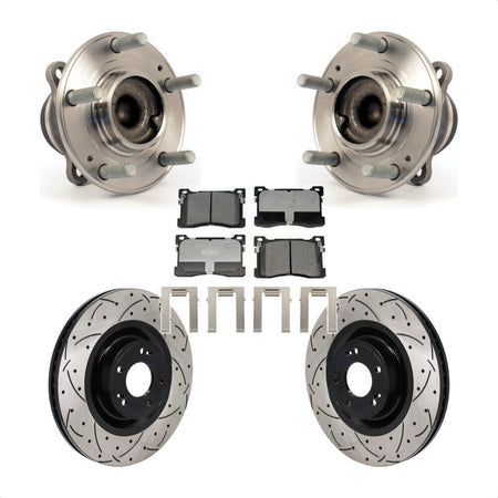 Front Hub Bearing Assembly Drilled Slot Brake Rotor & Pad Kit For 2012-2016 Hyundai Equus KBB-130662