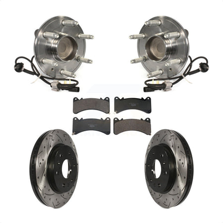 Front Hub Bearing Drill Slot Brake Rotor Pads Kit For GMC Sierra 1500 Chevrolet Silverado KBB-130665