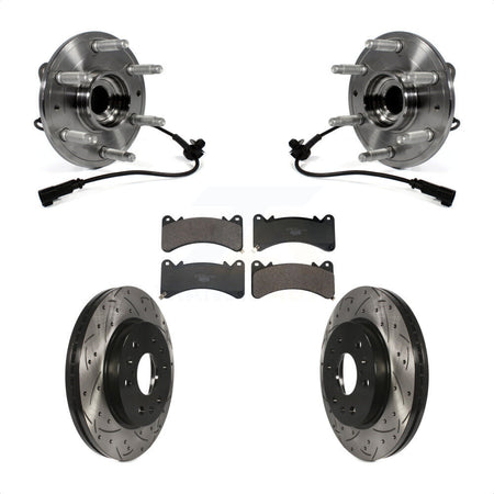 Front Hub Bearing Drill Slot Brake Rotor Pads Kit For GMC Sierra 1500 Chevrolet Silverado KBB-130666
