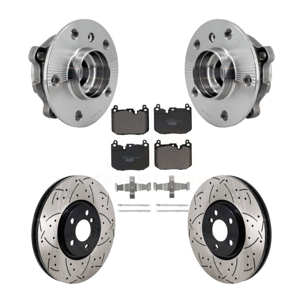 Front Hub Bearing Coat Drill Slot Brake Rotor Pads Kit For Mini Cooper Countryman Clubman KBB-130667