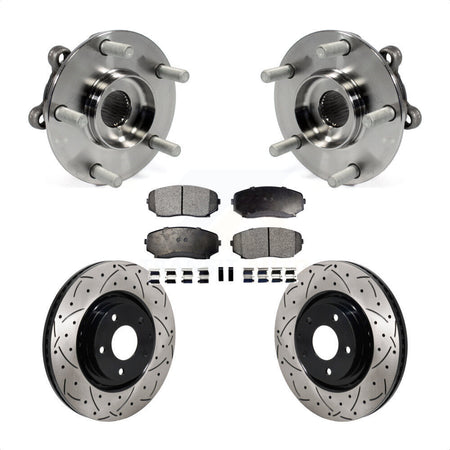 Front Hub Bearing Drilled Slot Brake Rotor Pads Kit For 2019-2023 Mazda CX-5 Turbocharged KBB-130669
