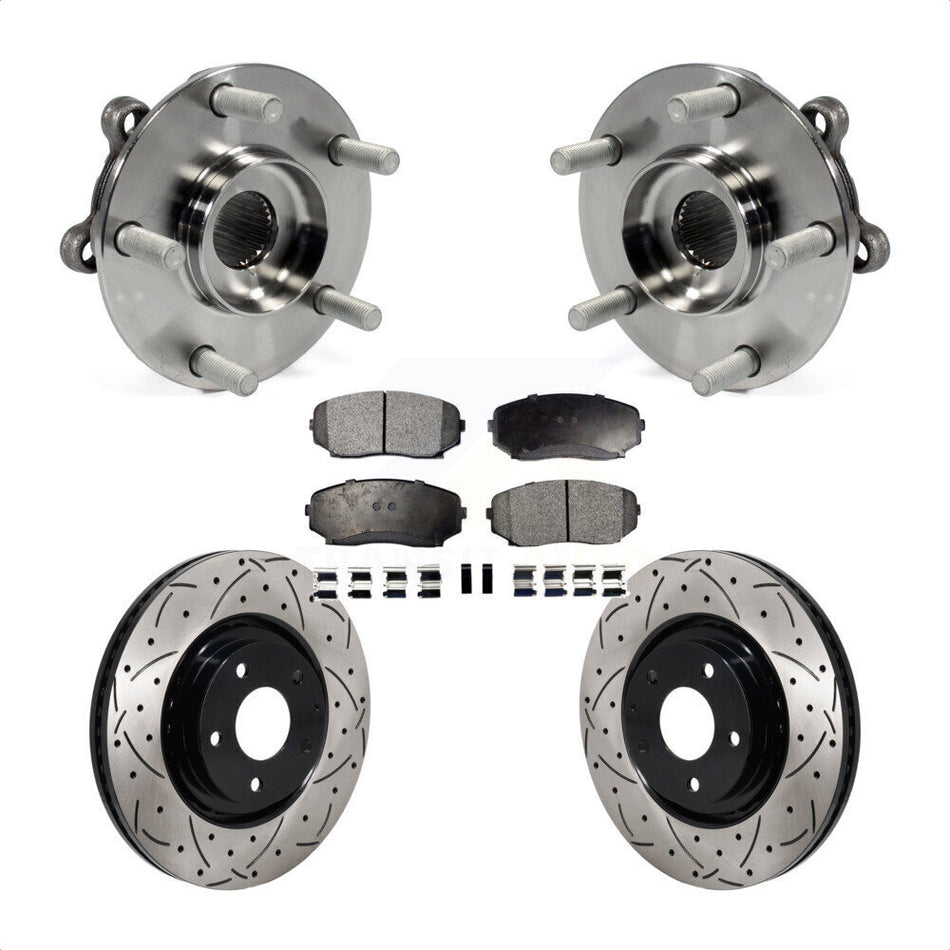 Front Hub Bearing Drilled Slot Brake Rotor Pads Kit For 2019-2023 Mazda CX-5 Turbocharged KBB-130669