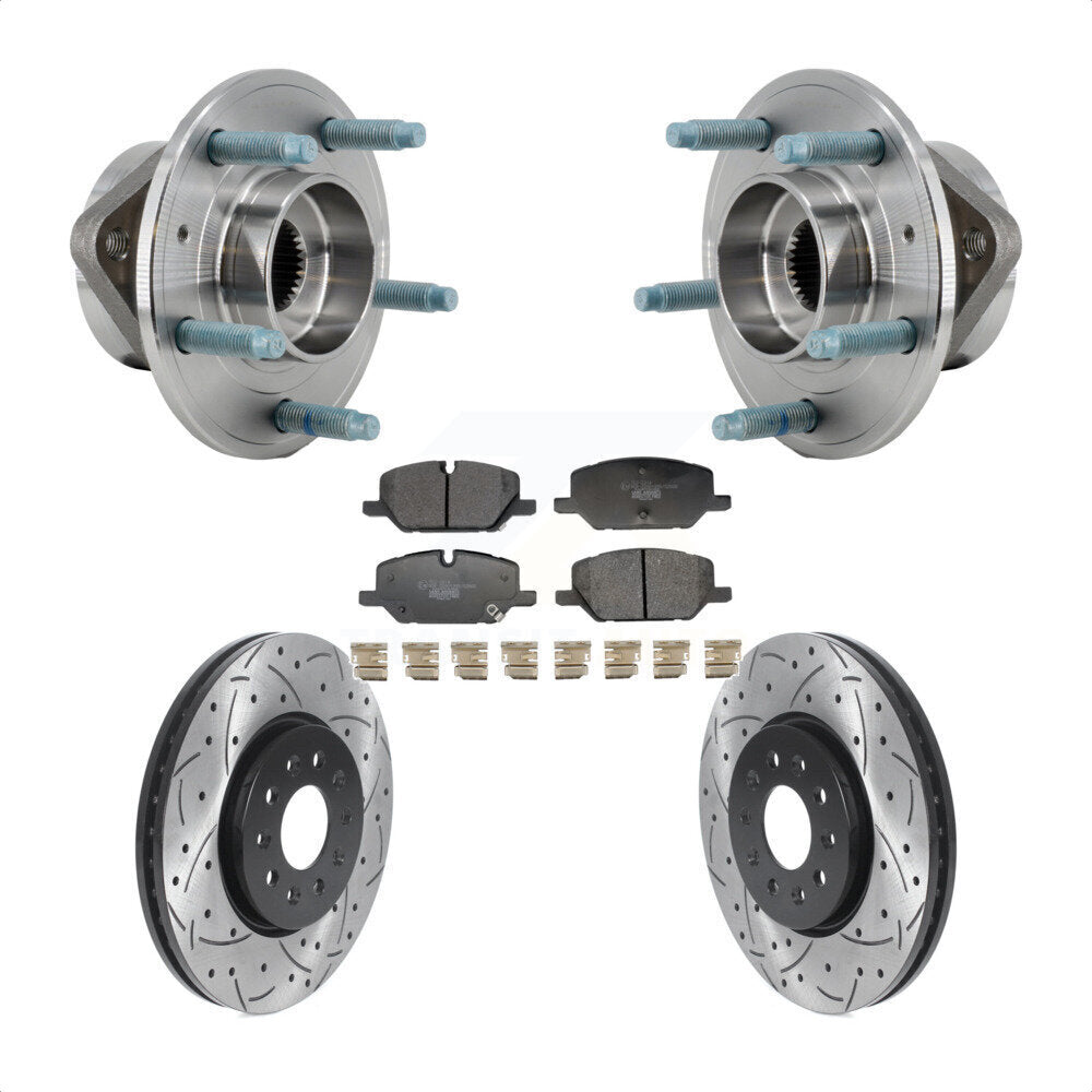 Front Hub Bearing Coated Drill Slot Brake Rotor Pad Kit For Chevrolet Equinox GMC Terrain KBB-130670
