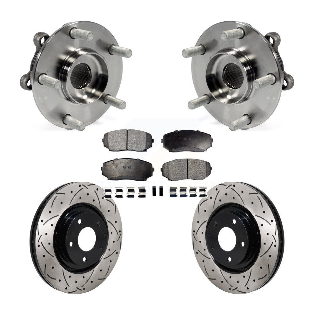 Front Hub Bearing Drilled Slot Brake Rotor Pads Kit For 2019-2023 Mazda CX-5 Turbocharged KBB-130682