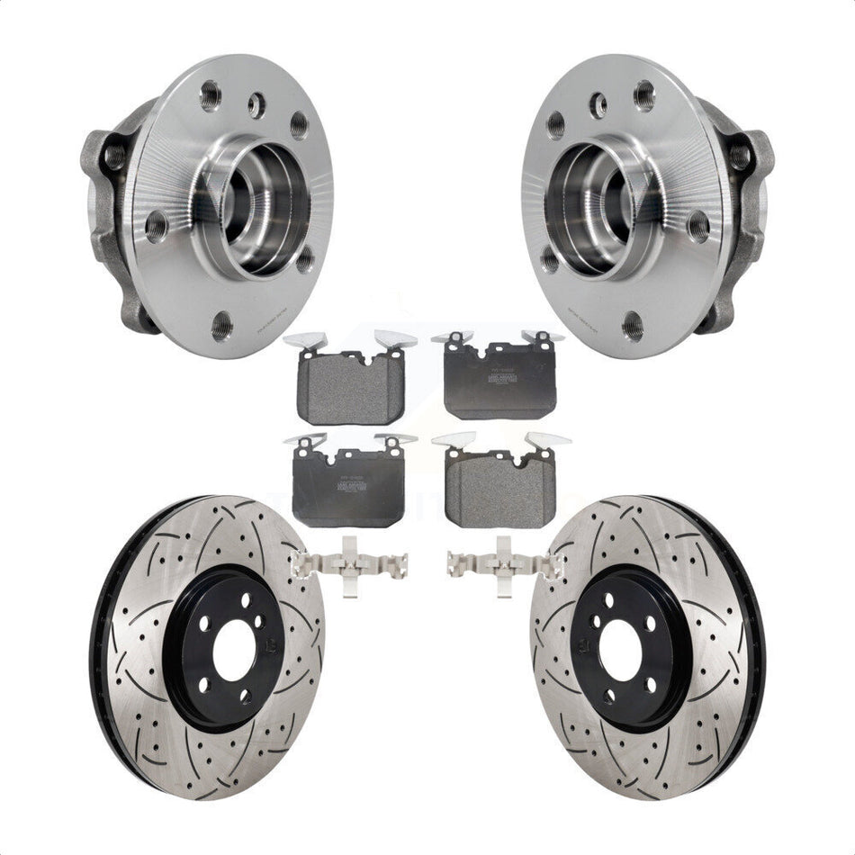 Front Hub Bearing Drill Slot Brake Rotor Pads Kit For 20-22 Mini Cooper John Works KBB-130686