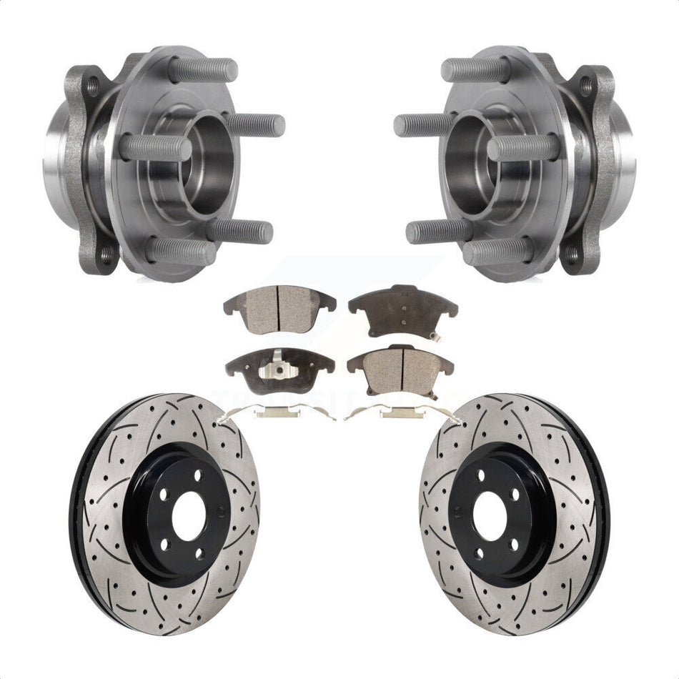 Front Hub Bearing Assembly Drill Slot Brake Rotor Pads Kit For 2017-2020 Lincoln MKZ 2.0L KBB-130688