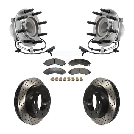 Front Hub Bearing Drilled Slot Brake Rotor Pads Kit For GMC Savana 2500 Chevrolet Express KBB-130694