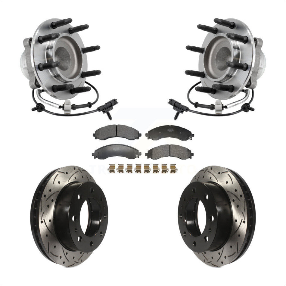Front Hub Bearing Drilled Slot Brake Rotor Pads Kit For GMC Savana 2500 Chevrolet Express KBB-130694