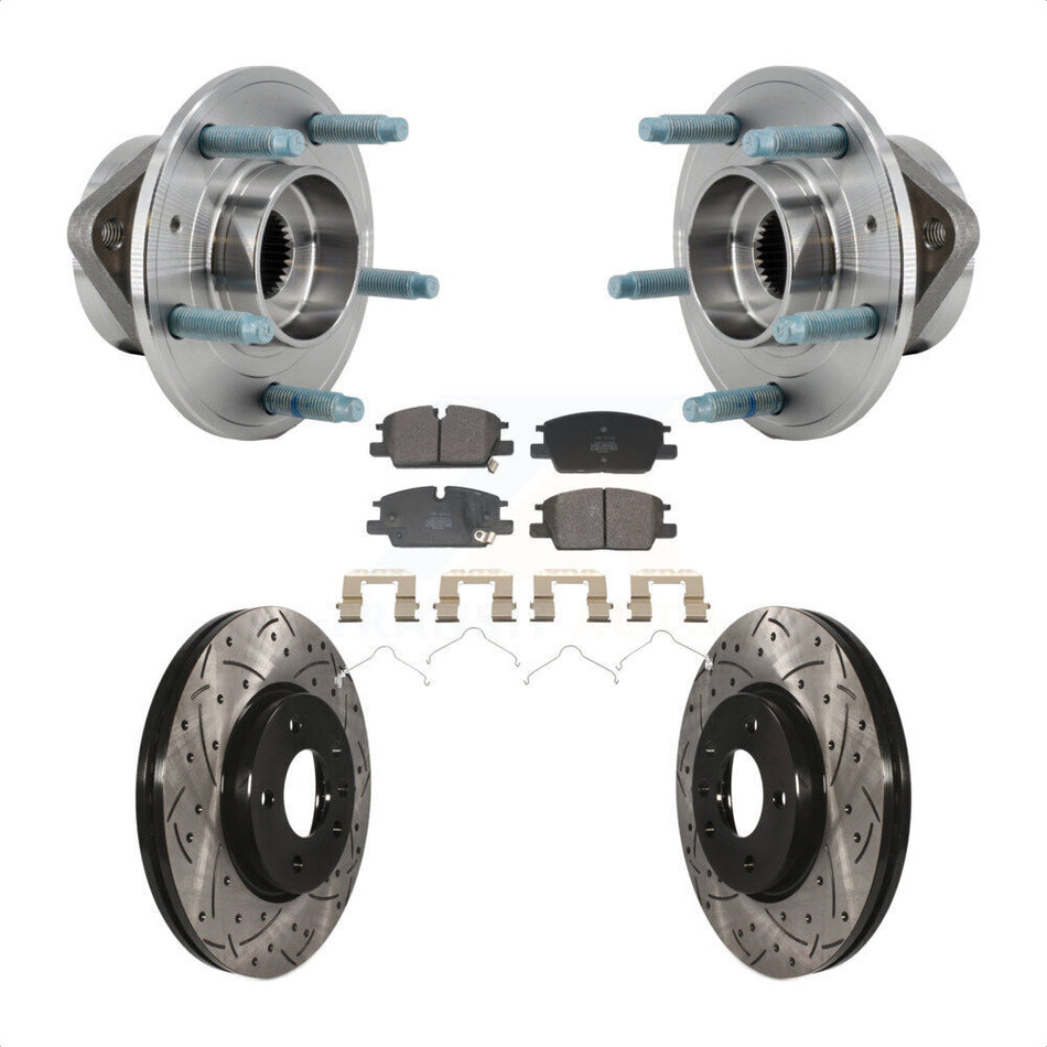 Front Hub Bearing Coated Drill Slot Brake Rotor Pad Kit For Chevrolet Equinox GMC Terrain KBB-130696