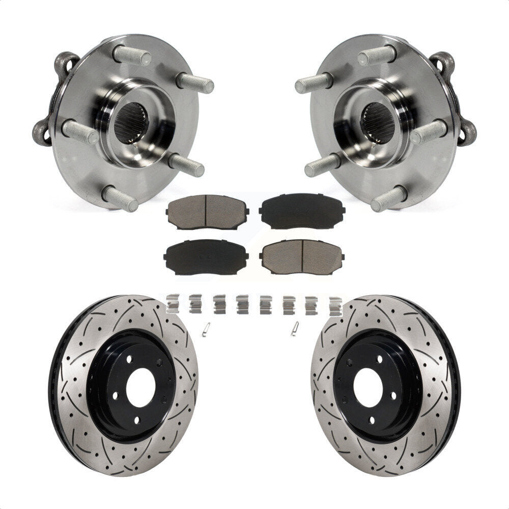 Front Hub Bearing Drilled Slot Brake Rotor Pads Kit For 2019-2023 Mazda CX-5 Turbocharged KBB-130711