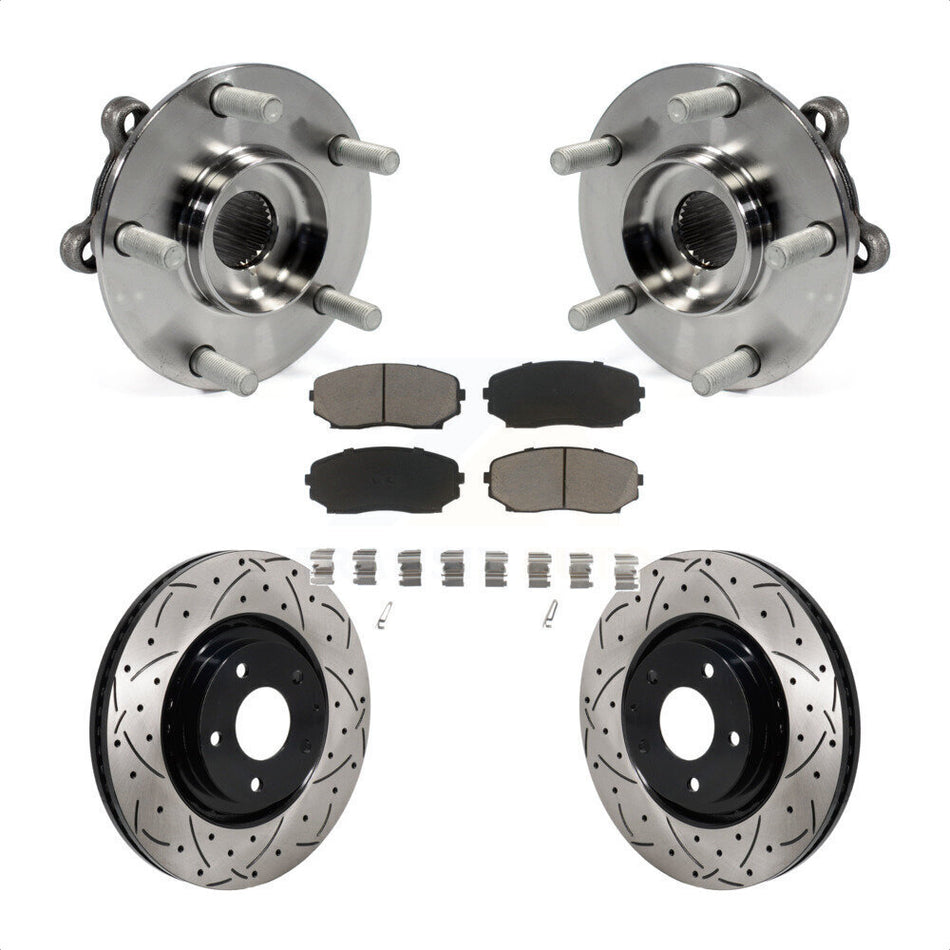 Front Hub Bearing Drilled Slot Brake Rotor Pads Kit For 2019-2023 Mazda CX-5 Turbocharged KBB-130711