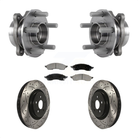 Front Hub Bearing Assembly Coated Drilled Slot Brake Rotor & Pad Kit For Lincoln Nautilus KBB-130722