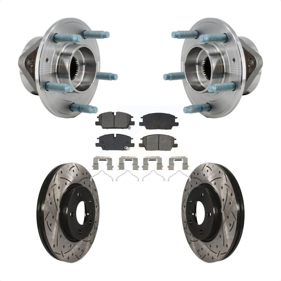 Front Hub Bearing Coated Drill Slot Brake Rotor Pad Kit For Chevrolet Equinox GMC Terrain KBB-130725