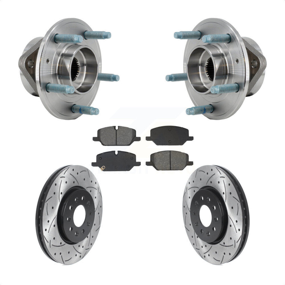 Front Hub Bearing Coated Drill Slot Brake Rotor Pad Kit For Chevrolet Equinox GMC Terrain KBB-130726