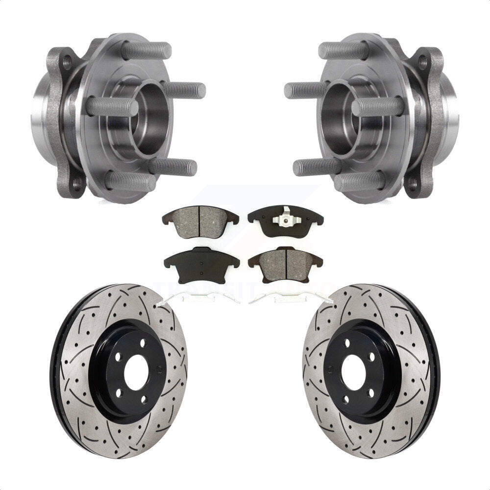 Front Hub Bearing Assembly Drill Slot Brake Rotor Pads Kit For 2017-2020 Lincoln MKZ 2.0L KBB-130729
