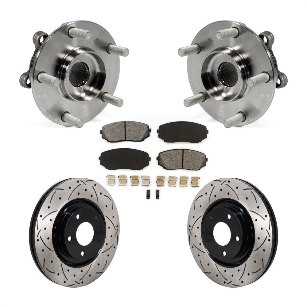 Front Hub Bearing Drilled Slot Brake Rotor Pads Kit For 2019-2023 Mazda CX-5 Turbocharged KBB-130730