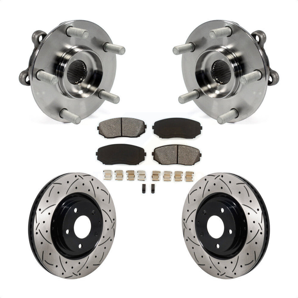 Front Hub Bearing Drilled Slot Brake Rotor Pads Kit For 2019-2023 Mazda CX-5 Turbocharged KBB-130730