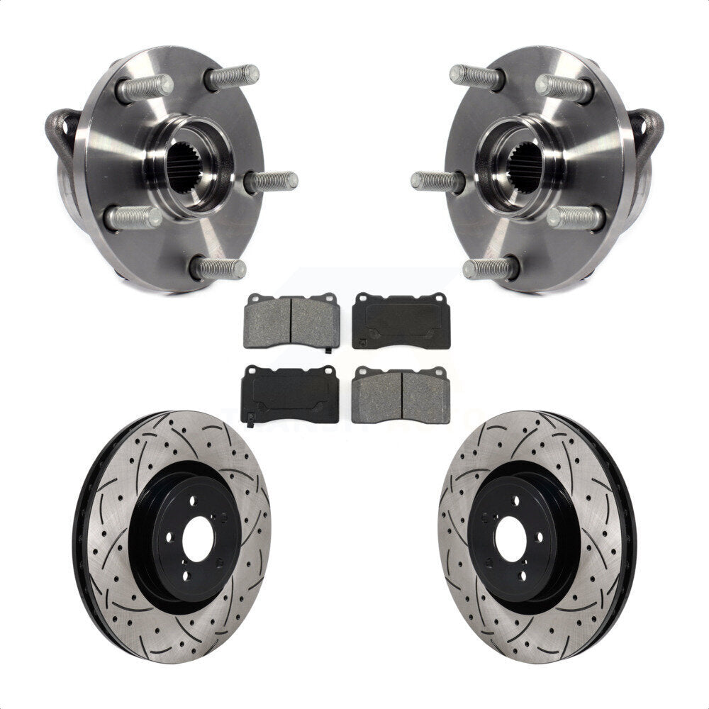 Front Hub Bearing Assembly Drill Slot Brake Rotor Pad Kit For 2004 Subaru Impreza WRX STI KBB-130731