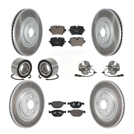 Front Rear Hub Bearings Coated Disc Brake Rotors And Pads Shoes Kit (10Pc) For Jaguar XJ KBB-130733