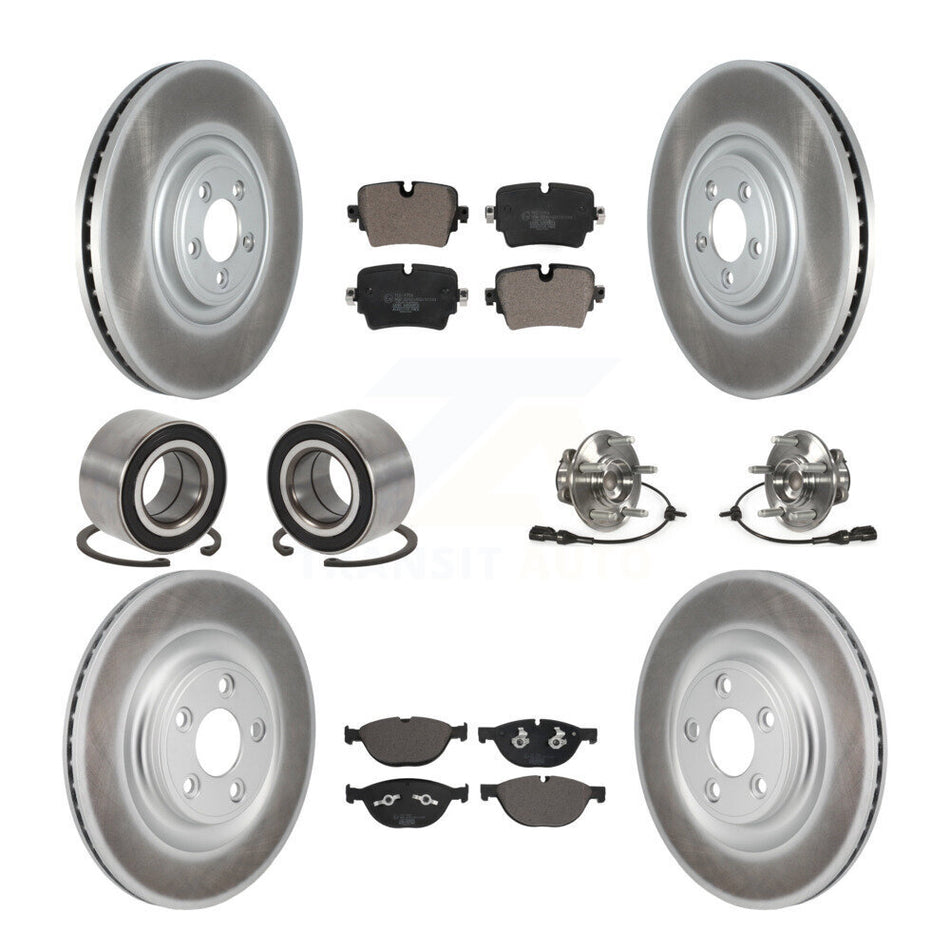 Front Rear Hub Bearings Coated Disc Brake Rotors And Pads Shoes Kit (10Pc) For Jaguar XJ KBB-130733
