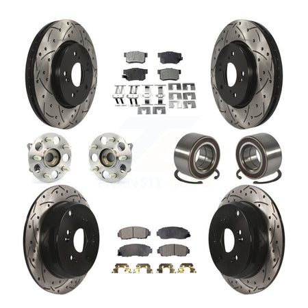 Front Rear Hub Bearing Coated Disc Brake Rotors And Ceramic Pads Kit (10Pc) For Acura RDX KBB-130734