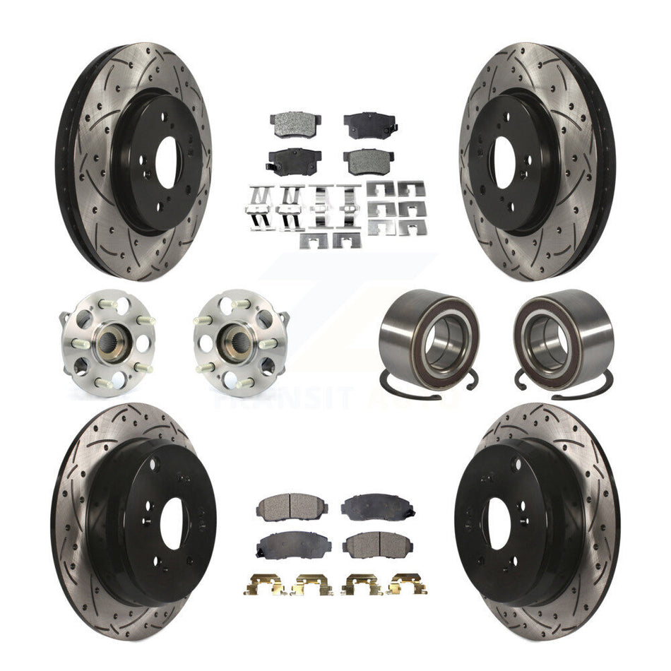 Front Rear Hub Bearing Coated Disc Brake Rotors And Ceramic Pads Kit (10Pc) For Acura RDX KBB-130734