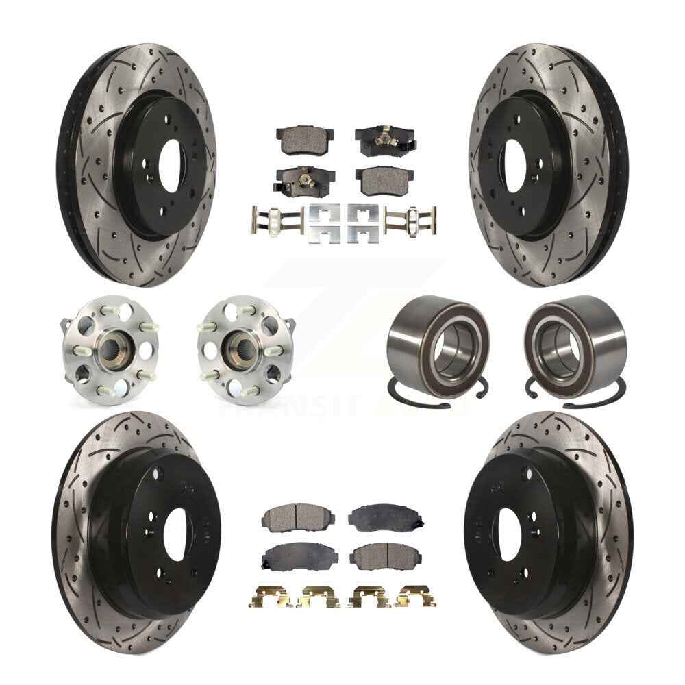 Front Rear Hub Bearing Coated Disc Brake Rotor & Pads Kit (10Pc) For Honda CR-V Acura RDX KBB-130735