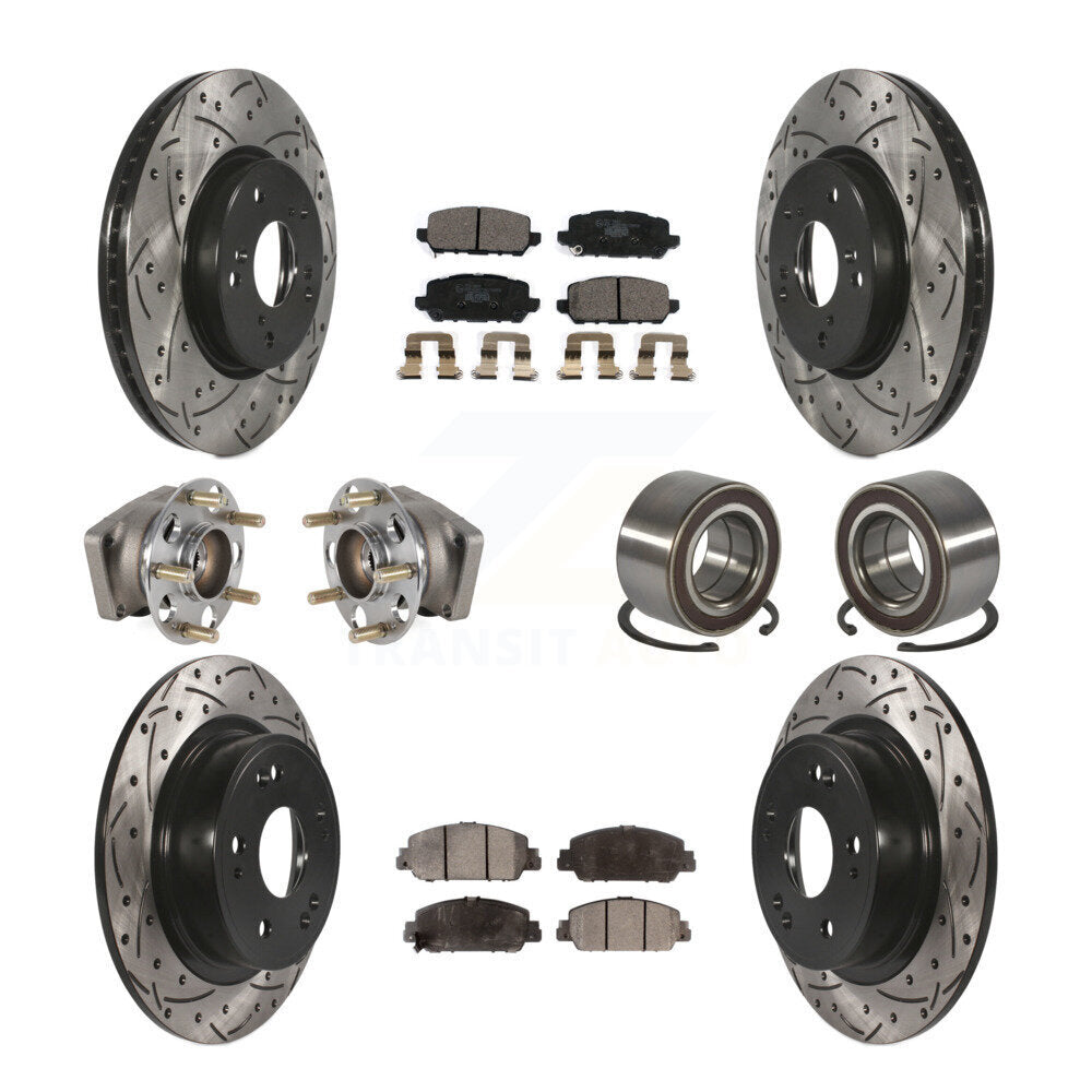 Front Rear Hub Bearing Coated Brake Rotor And Pad Kit (10Pc) For 2016-2022 Honda HR-V AWD KBB-130736