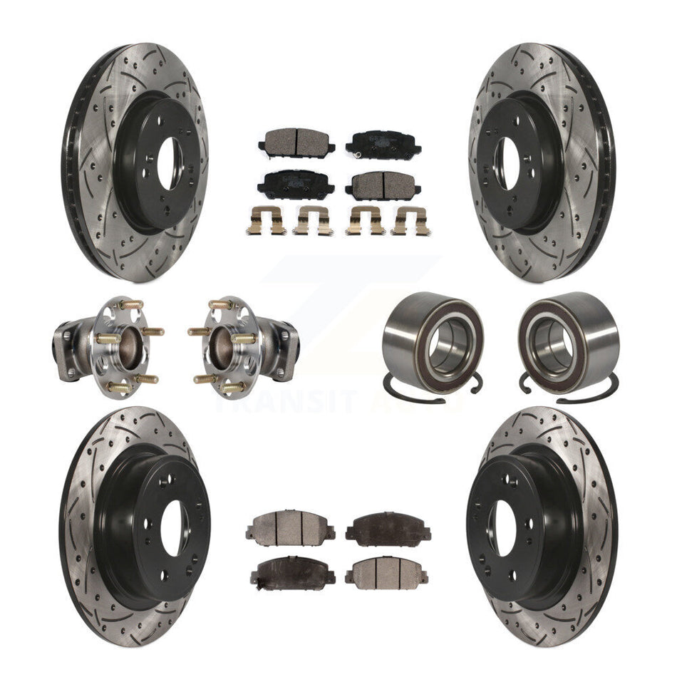 Front Rear Hub Bearing Coated Brake Rotor And Pad Kit (10Pc) For 2016-2022 Honda HR-V FWD KBB-130737