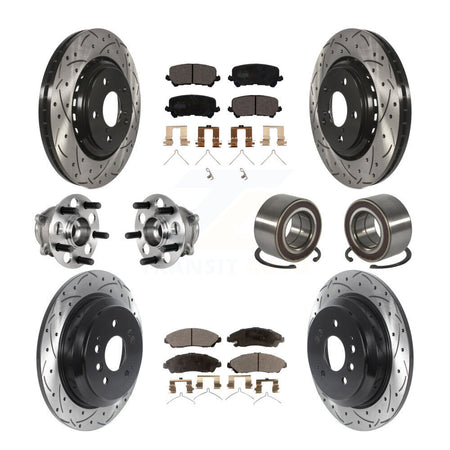 Front Rear Hub Bearing Coated Brake Rotor & Pads Kit (10Pc) For 2016-2022 Honda Pilot AWD KBB-130738
