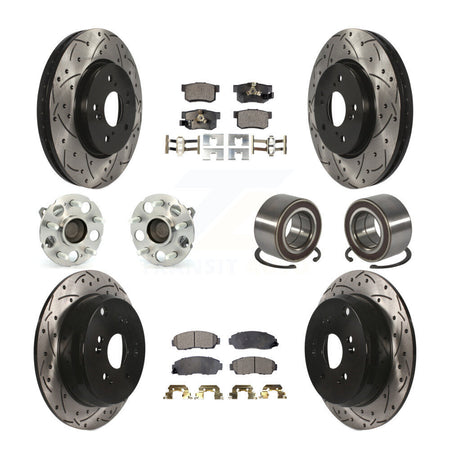 Front Rear Hub Bearing Coated Brake Rotor And Pad Kit (10Pc) For 2007-2011 Honda CR-V FWD KBB-130739