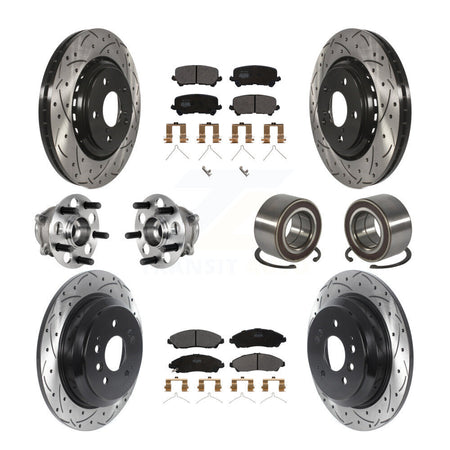 Front Rear Hub Bearing Coated Brake Rotor & Pads Kit (10Pc) For 2016-2022 Honda Pilot AWD KBB-130744