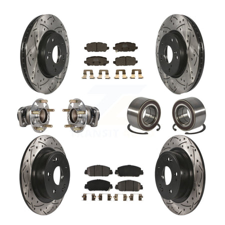 Front Rear Hub Bearing Coated Brake Rotor And Pad Kit (10Pc) For 2016-2022 Honda HR-V FWD KBB-130746