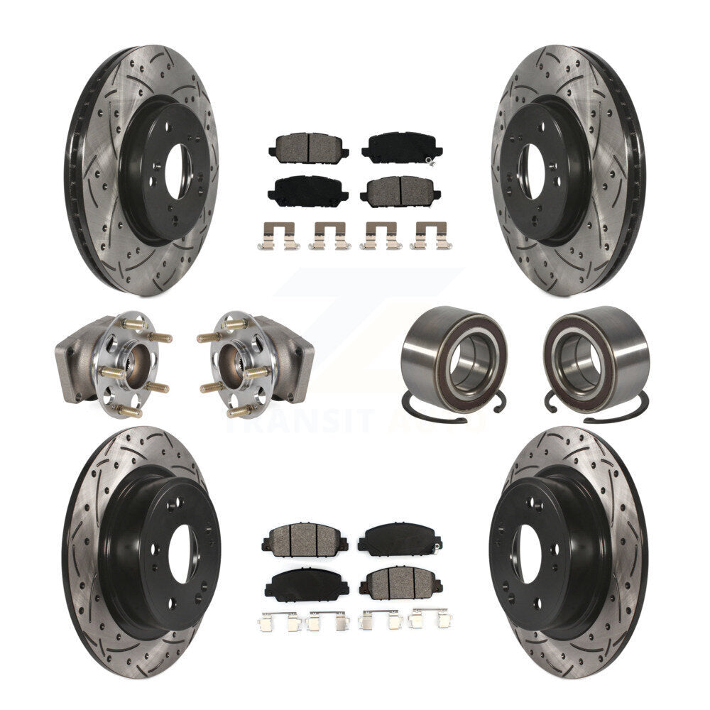 Front Rear Hub Bearing Coated Brake Rotor And Pad Kit (10Pc) For 2016-2022 Honda HR-V AWD KBB-130754