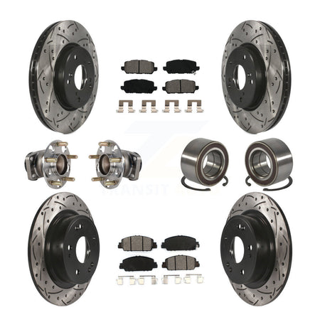 Front Rear Hub Bearing Coated Brake Rotor And Pad Kit (10Pc) For 2016-2022 Honda HR-V FWD KBB-130755