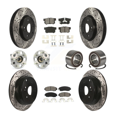 Front Rear Hub Bearing Coated Disc Brake Rotor & Pads Kit (10Pc) For Honda CR-V Acura RDX KBB-130759
