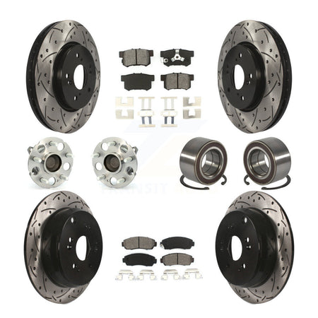 Front Rear Hub Bearing Coated Brake Rotor And Pad Kit (10Pc) For 2007-2011 Honda CR-V FWD KBB-130760