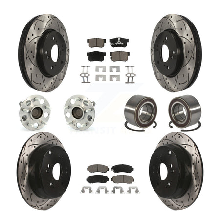 Front Rear Hub Bearing Coated Brake Rotor And Pad Kit (10Pc) For 2007-2011 Honda CR-V FWD KBB-130763