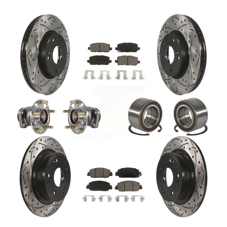 Front Rear Hub Bearing Coated Brake Rotor And Pad Kit (10Pc) For 2016-2022 Honda HR-V FWD KBB-130766
