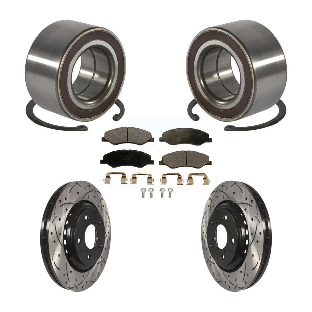 Front Wheel Bearing Coated Drilled Slot Brake Rotor & Pad Kit For 2018-2023 Honda Odyssey KBB-130770