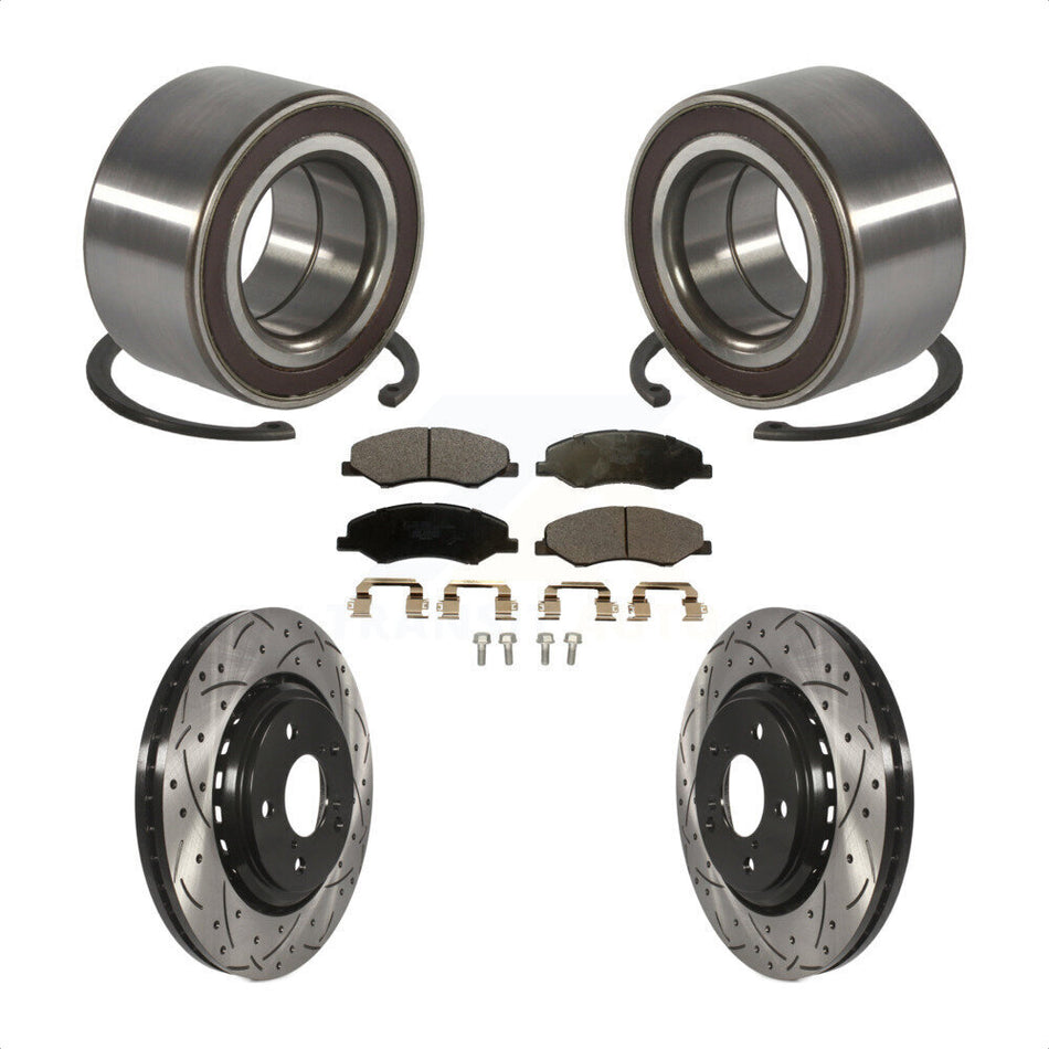 Front Wheel Bearing Coated Drilled Slot Brake Rotor & Pad Kit For 2018-2023 Honda Odyssey KBB-130770