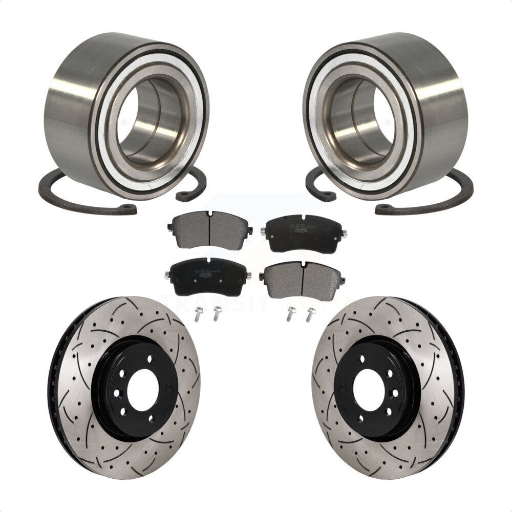 Front Wheel Bearing Coated Drill Slot Brake Rotor Pads Kit For Land Rover Discovery Range KBB-130772