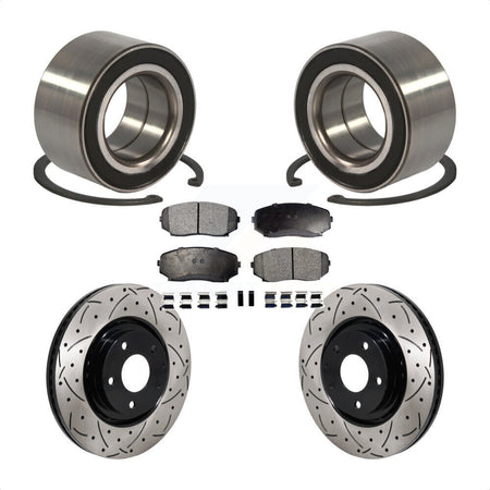 Front Wheel Bearing Coated Drilled Slotted Brake Rotor & Pad Kit For 2016-2018 Mazda CX-9 KBB-130776