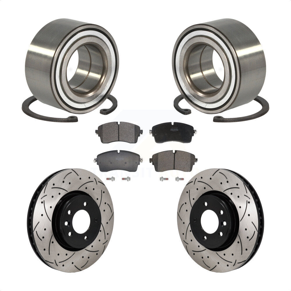 Front Wheel Bearing Coated Drill Slot Brake Rotor Pads Kit For Land Rover Discovery Range KBB-130778