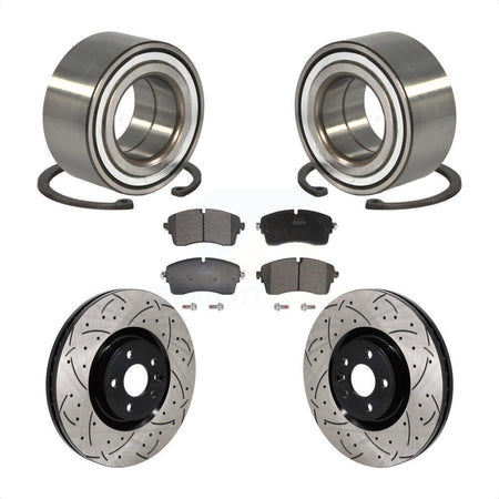 Front Wheel Bearing Drilled Slot Brake Rotor & Pad Kit For Land Rover Range Evoque Jaguar KBB-130781