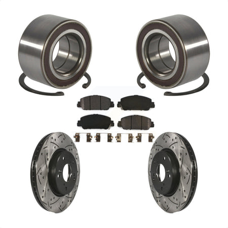 Front Wheel Bearing Coated Drilled Slotted Brake Rotor & Pad Kit For 2016-2022 Honda HR-V KBB-130783