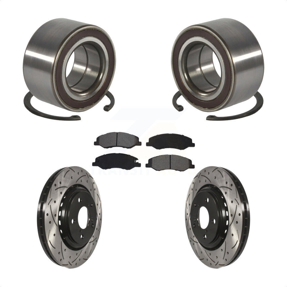 Front Wheel Bearing Coated Drilled Slot Brake Rotor & Pad Kit For 2018-2023 Honda Odyssey KBB-130787