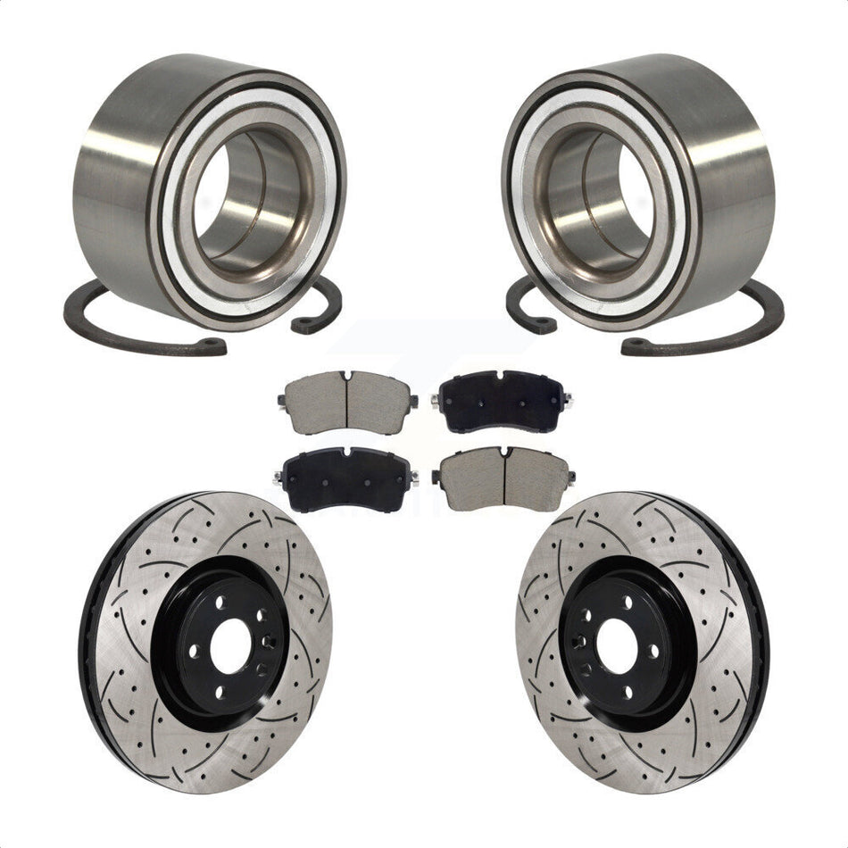 Front Wheel Bearing Drilled Slot Brake Rotor & Pad Kit For Land Rover Range Evoque Jaguar KBB-130791