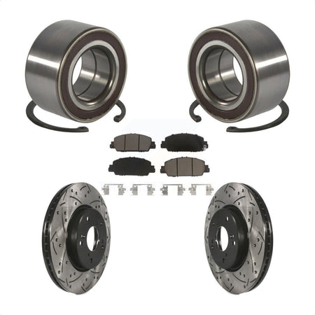 Front Wheel Bearing Coated Drilled Slotted Brake Rotor & Pad Kit For 2016-2022 Honda HR-V KBB-130793